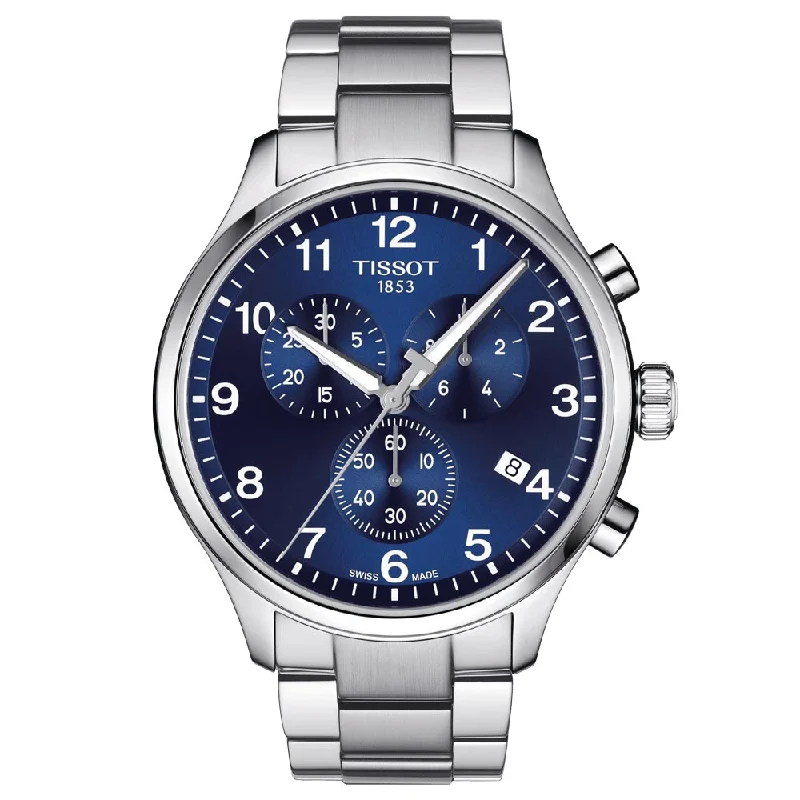 Women's Chronograph Watches with Classic Design-Tissot Chrono XL Classic 45mm Blue Dial Quartz Chronograph Gents Watch T1166171104701