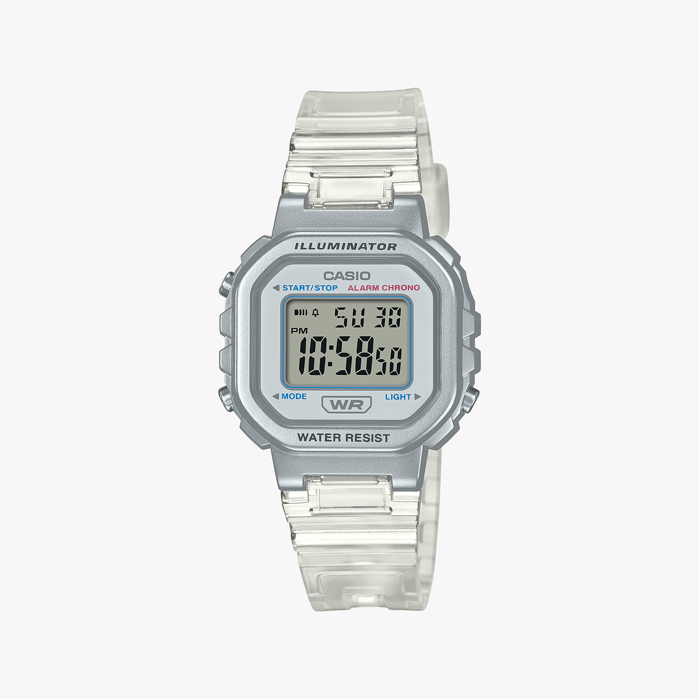 Men's Digital Watches with Advanced Materials-Casio Unisex White Resin Watch, Silver Case | LA-20WHS-7ADF