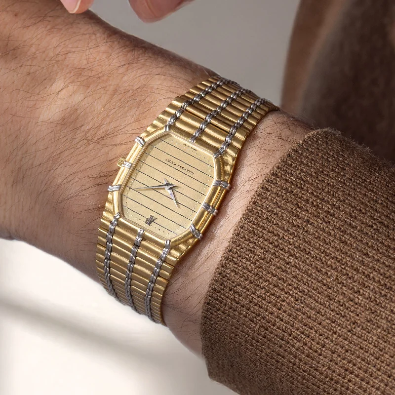 Men's Audemars Piguet Small Size Style Watches-Audemars Piguet Two-Tone "Bamboo" Quartz 18K Yellow & White Gold