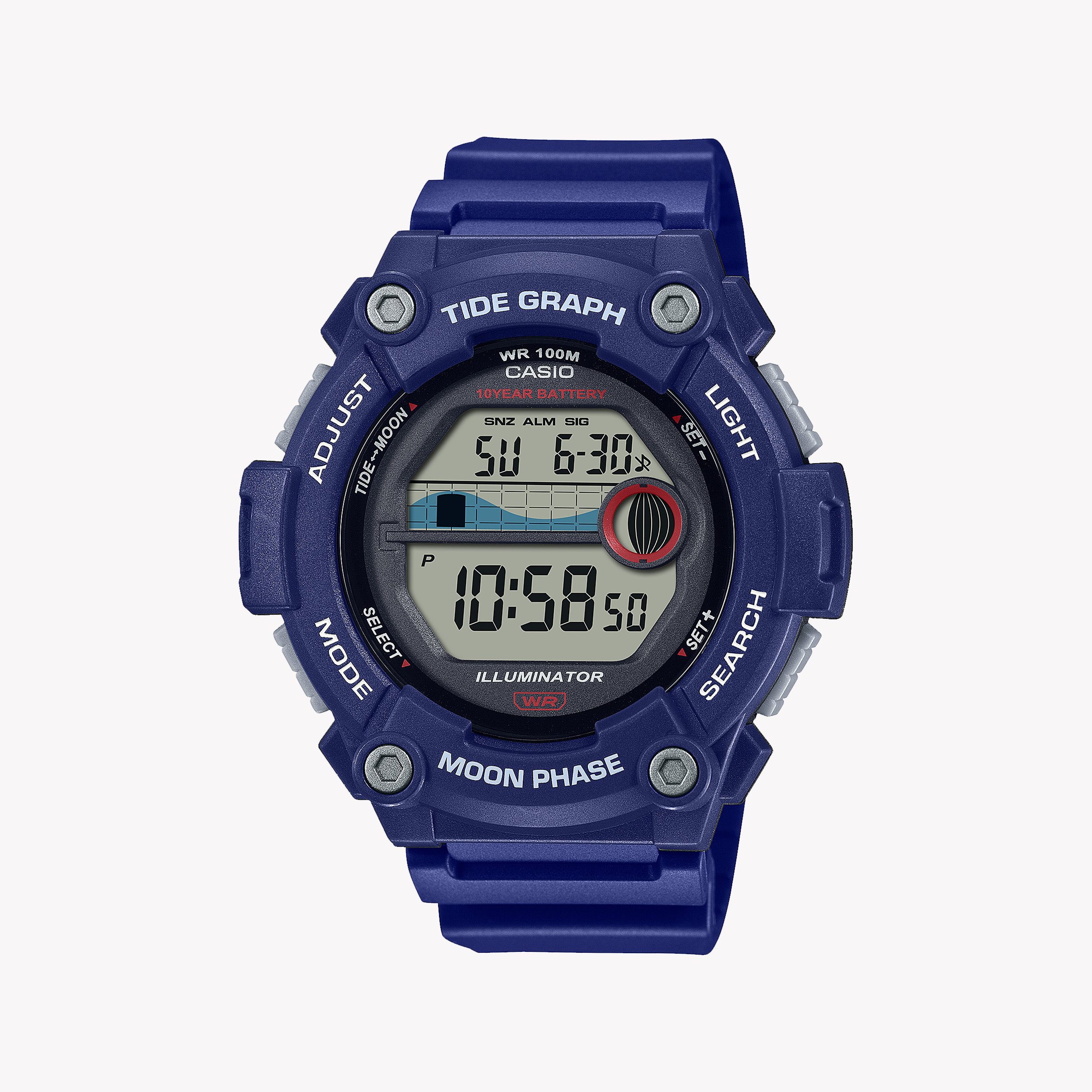 Men's Digital Watches with Hygrometer Feature-Casio Men's Blue Resin Watch, Sporty Style | WS-1300H-2AVDF