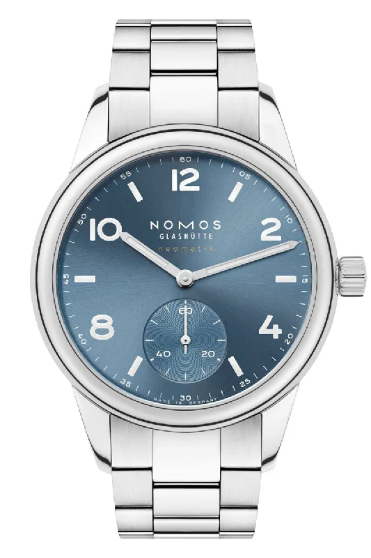 Men's Sophisticated Style Dress Watches for Luxury Brands-Nomos Glashütte Club Sport Neomatik 37 Polar Blue 750