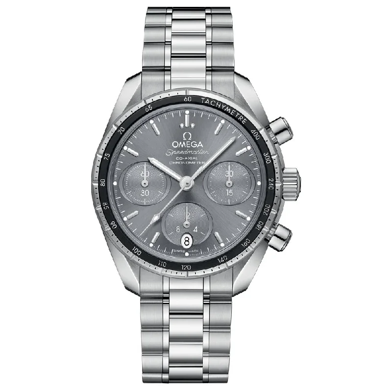 Women's Chronograph Watches with Altimeter Calibration-OMEGA Speedmaster 38 Chronograph 38mm Grey Dial Automatic Gents Watch 32430385006001