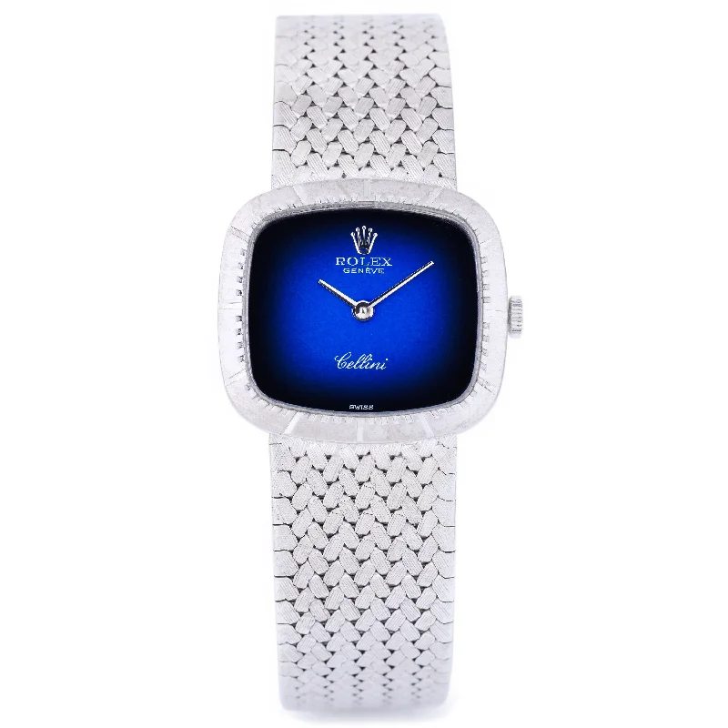 men's Rolex watches with helium escape valve -​Rolex Cellini Ladies | REF. 4072 | Blue Vignette Dial | 18k White Gold | 24mm