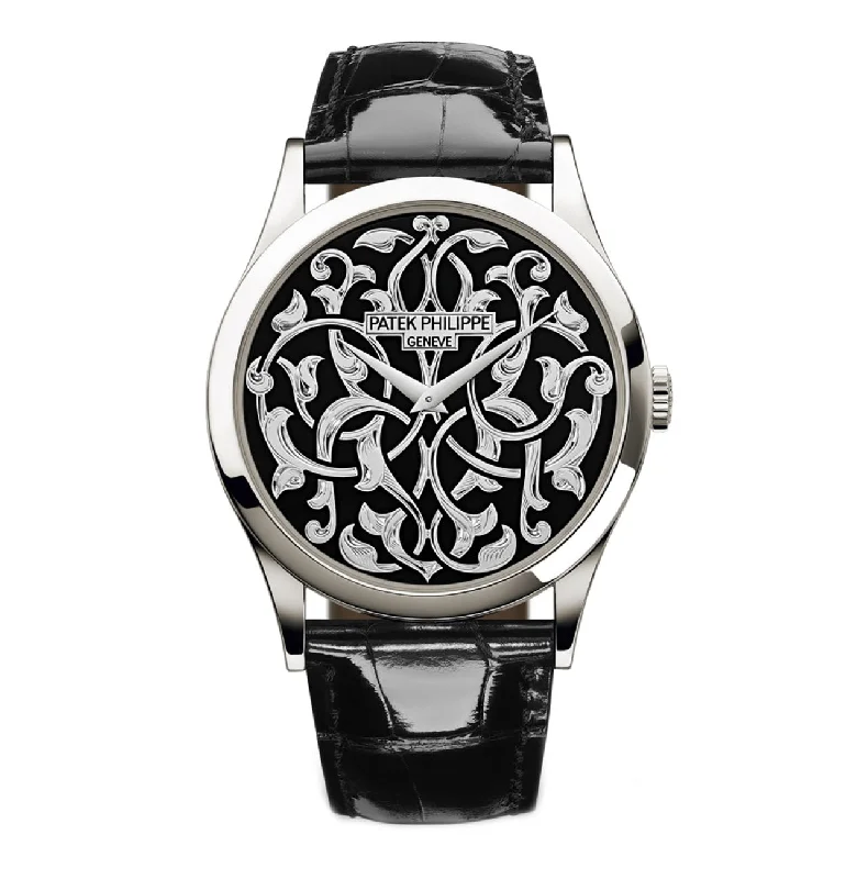 Men's Patek Philippe Watches for Radio Communication-38mm Volutes And Arabesques Platinum Hand-Engraved Black Enamel Dial Men's Patek Philippe Watches for Radio Communication-38mm Volutes And Arabesques Platinum Hand-Engraved Black Enamel Dial