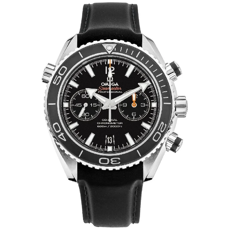 Men's Chronograph Watches with UV Sensor-Omega Men's 232.32.46.51.01.003 Seamaster Planet Ocean Chronograph Black Rubber Watch