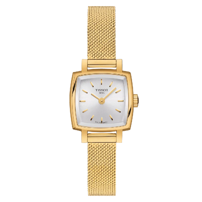 Women's Heritage Watches with Hygrometer Feature-Tissot T-Lady Lovely Square Silver Dial Women 20mm