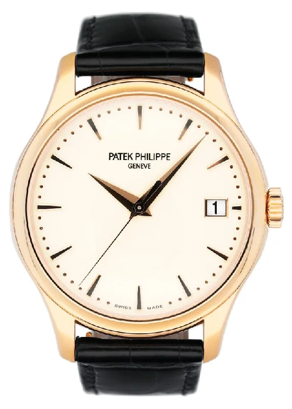 Men's Patek Philippe Watches with Vintage Charm-Patek Philippe Calatrava 5227R Ivory Dial 18K Rose Gold Mens Watch Box Papers