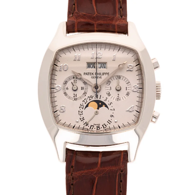 Men's Patek Philippe Watches with Barometer Calibration-Patek Philippe White Gold Perpetual Calendar Chronograph Watch Ref. 5020