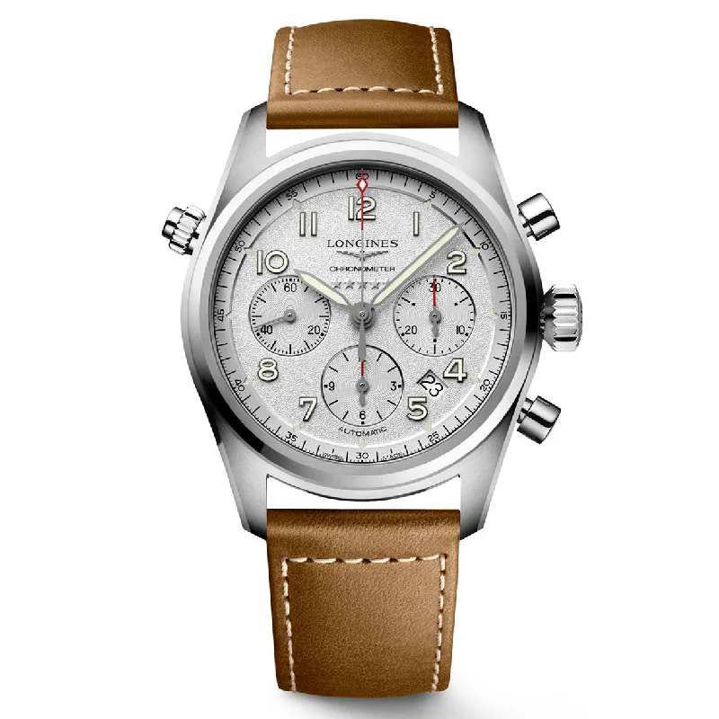 Women's Pilot Watches for Temperature Monitoring-Longines Spirit Silver dial Men 42mm