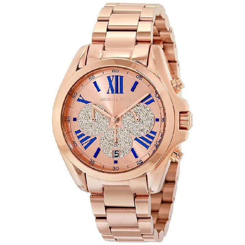 Women's Chronograph Watches for Workouts-Michael Kors Women's MK6321 Bradshaw Chronograph Crystal Rose-Tone Stainless Steel Watch