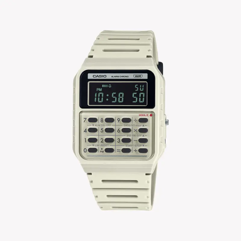 Men's Digital Watches for Special Occasions-Casio Unisex White Rubber Watch, Digital Display | CA-53WB-8BEF