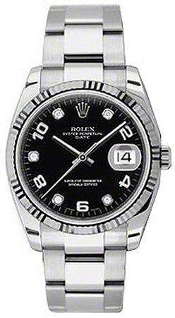 men's Rolex watches with regulator dial -​Rolex - Date 34mm Fluted Bezel - Oyster Bracelet