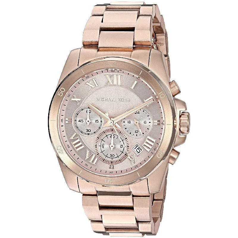 Women's Chronograph Watches for Modern Aviation-Michael Kors Women's MK6367 Brecken Chronograph Rose-Tone Stainless Steel Watch