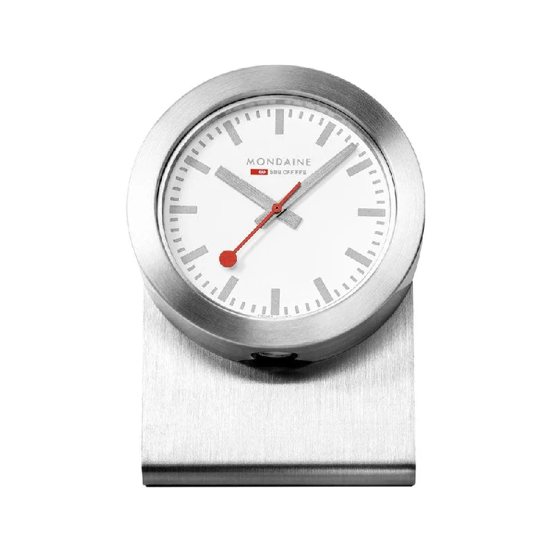 Carriage Clocks for Traveling Collectors-Mondaine Magnetic Silver Table Clock