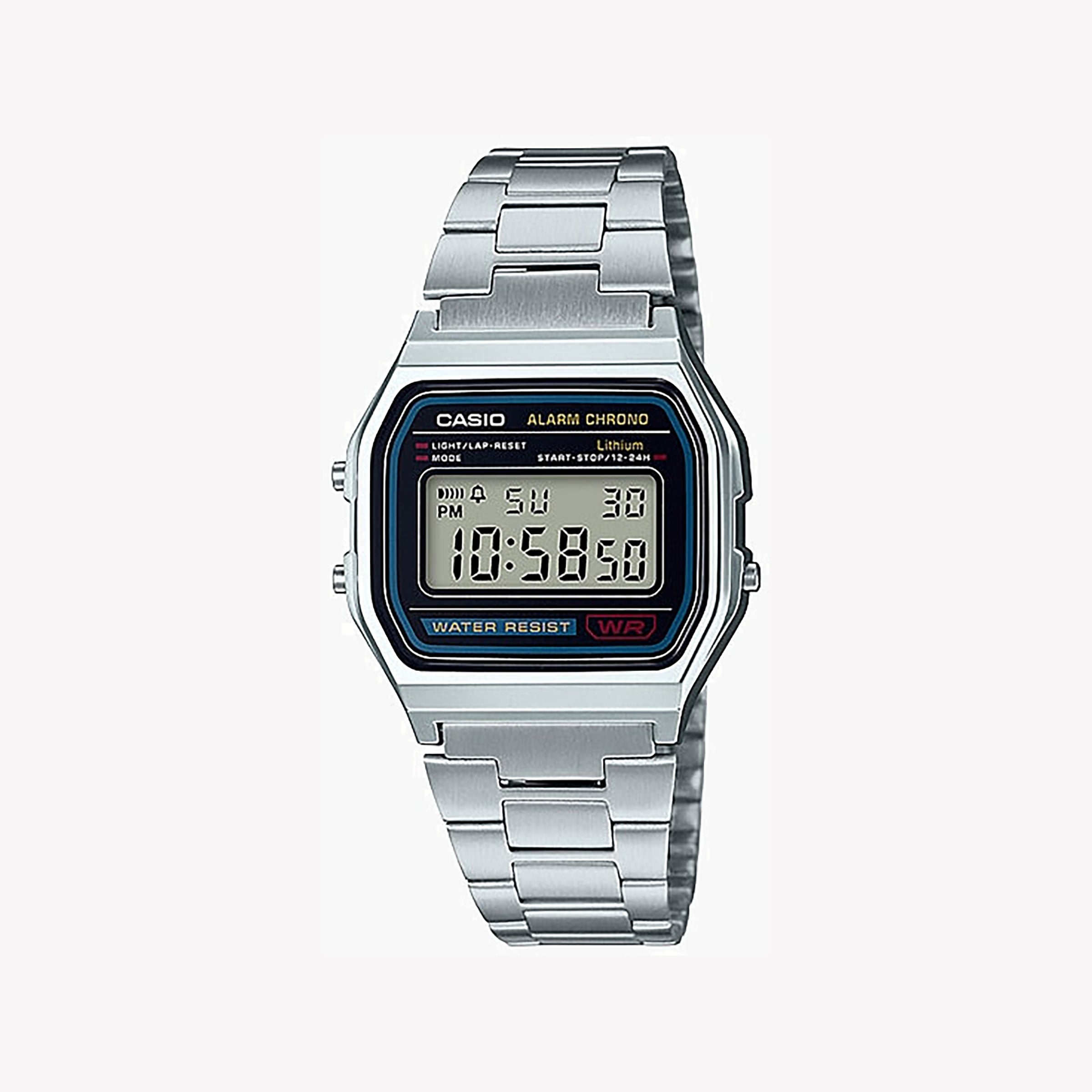 Men's Digital Watches for Understated Elegance-CASIO A158WA-1DF ADVENTURE TIME - STYLISH DIGITAL WATCH WITH SLEEK SILVER FINISH