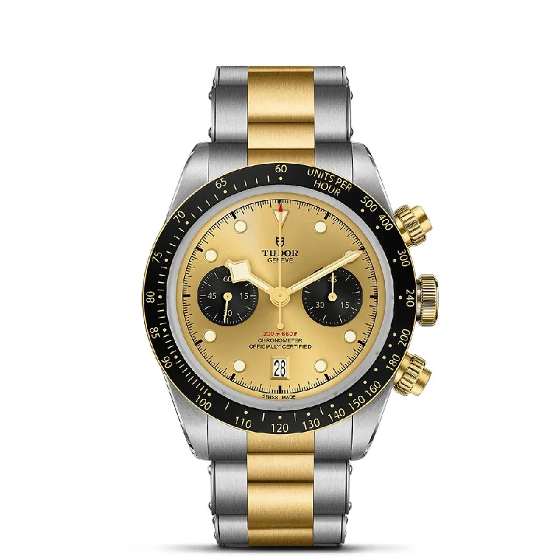 Women's Chronograph Watches for Retro Charm-TUDOR Black Bay Chrono S&G 41mm Gold Dial Steel & Gold Gents Watch M79363N-0007
