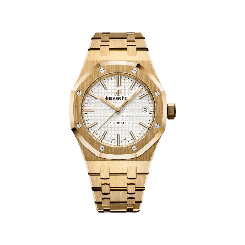Men's Audemars Piguet Handmade Design Watches-Audemars Piguet Royal Oak Selfwinding 15450BA.OO.1256BA.01 Yellow Gold White Dial