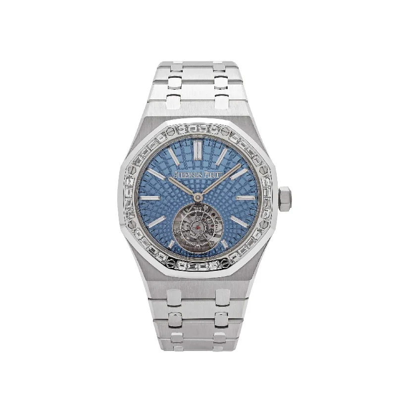 Men's Audemars Piguet High-End Watches-Audemars Piguet Royal Oak 26535PT.ZZ.1220PT.01 Selfwinding Flying Tourbillon Platinum Light Blue Dial