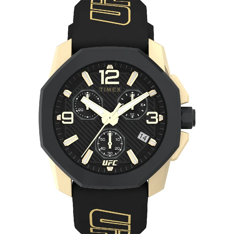 Women's Chronograph Watches with Classic Design-Timex UFC Street Black Dial Round Case Quartz Chronograph Analog Men Watch