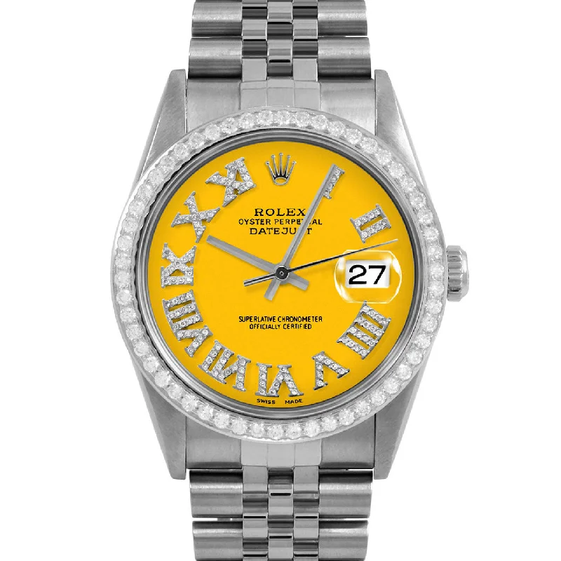 men's Rolex watches with ceramic bezel -​Rolex Datejust 36mm | 16234-YLW-FDR-BDS-JBL