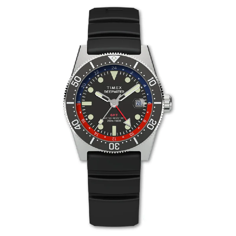 Men's Military Watches with Historical Context-Deepwater Reef 200 Gmt  40mm Rubber Band