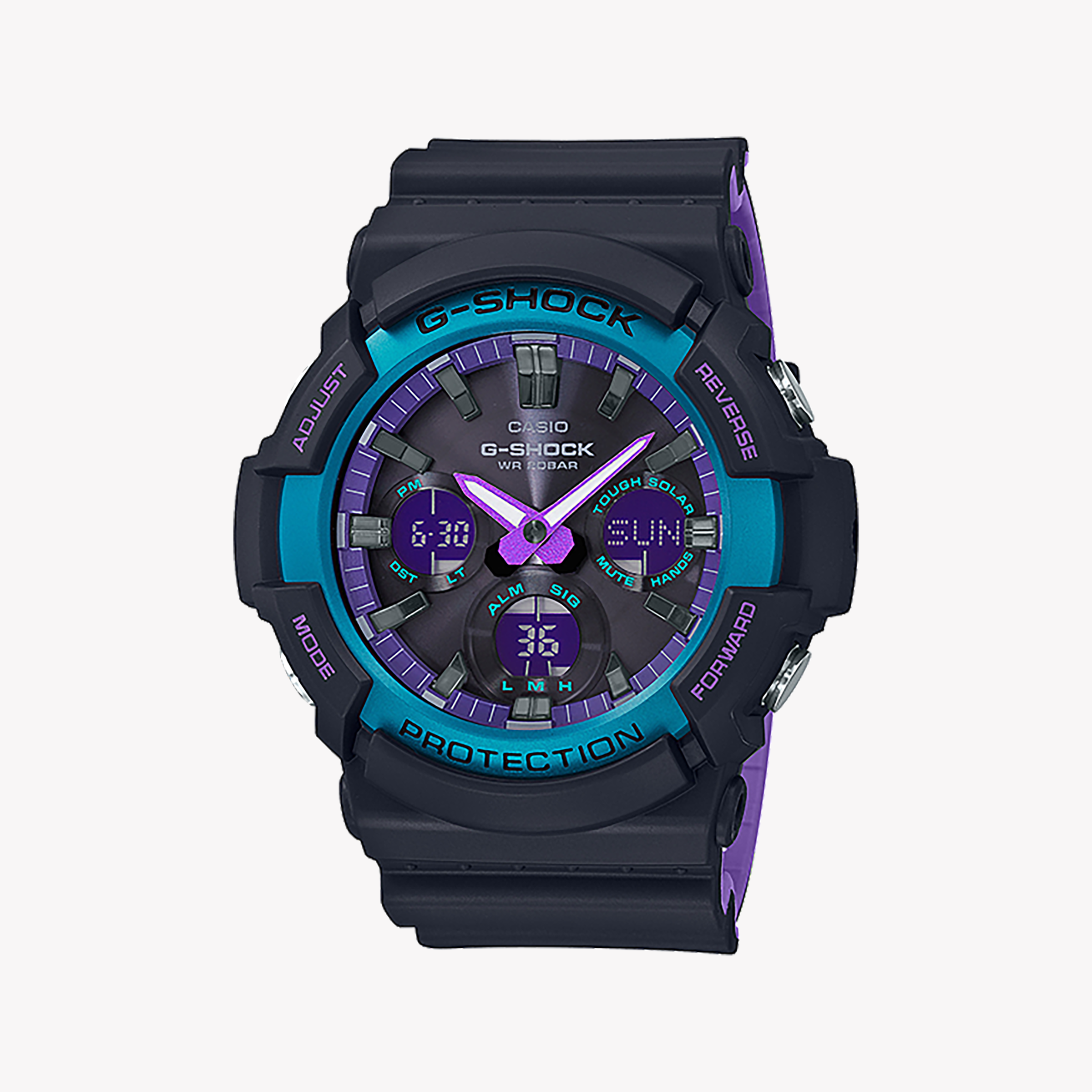 Men's Digital Watches for Emergency Signaling-CASIO G-SHOCK GAS-100BL-1ADR - TOUGH LUXURY FOR MODERN ADVENTURERS Men's Watch with black resin band and digital dial