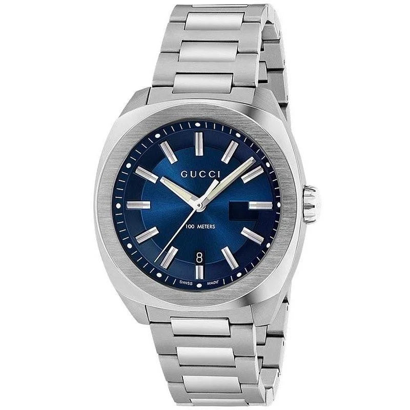 Men's Chronograph Watches with Compass Feature-Gucci Men's YA142205 GG2570 XL Stainless Steel Watch