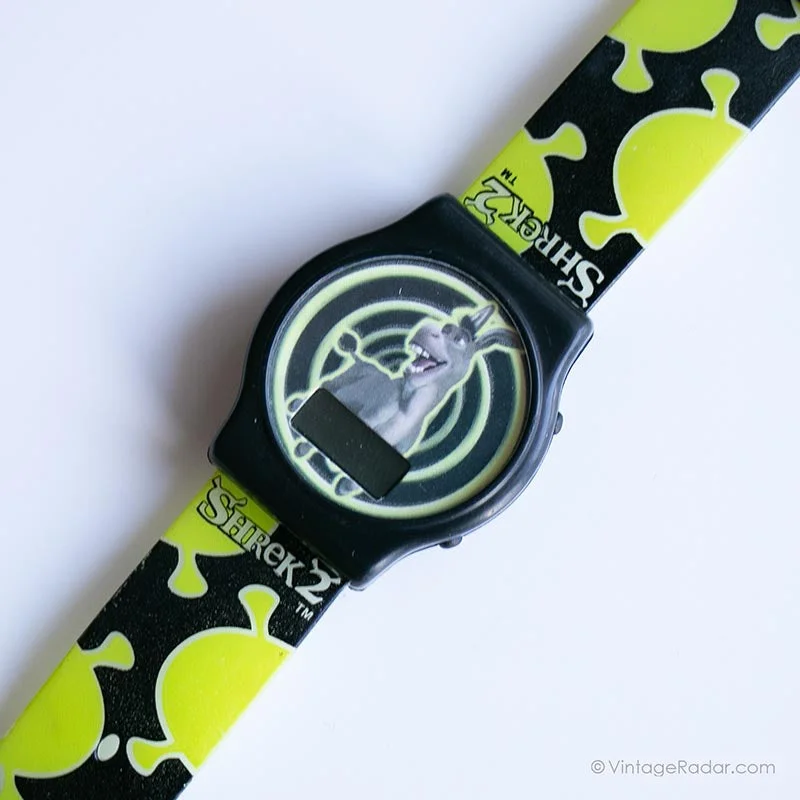 Women's Pilot Watches for UV Protection-Vintage Shrek Digital Watch | Shrek 2 Donkey Wristwatch
