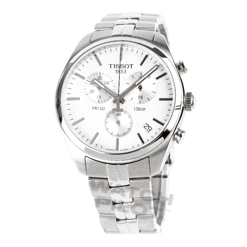 Men's Unique Shape Style Dress Watches for Fashion Statement-Tissot Pr 100 Chronograph Men's Silver Watch T1014171103100
