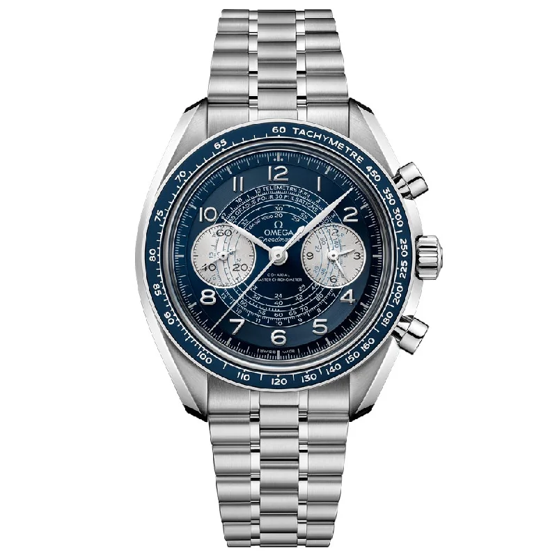 Women's Chronograph Watches with Day Date Complication-OMEGA Speedmaster Chronoscope Chronograph 43mm Blue Dial Manual Wound Gents Watch 32930435103001