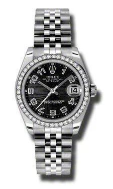 men's Rolex watches with screw-down crown -​Rolex - Datejust 31mm - Steel Diamond Bezel