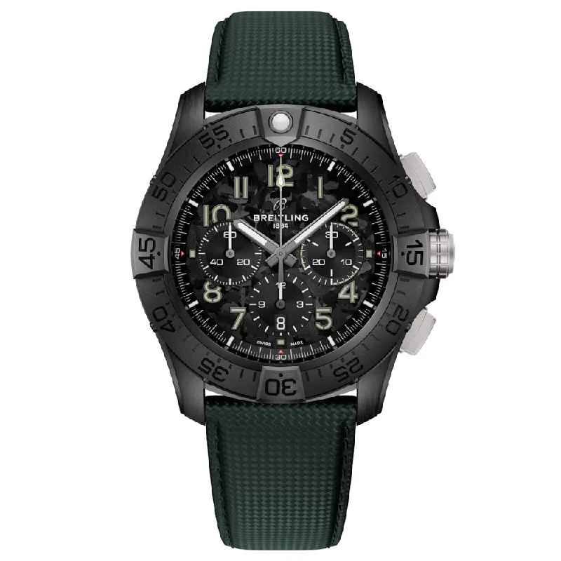 Women's Chronograph Watches with Hygrometer Feature-Breitling Avenger B01 Chronograph Night Mission 46mm Black Dial Ceramic Automatic Gents Watch SB0148101B1X1