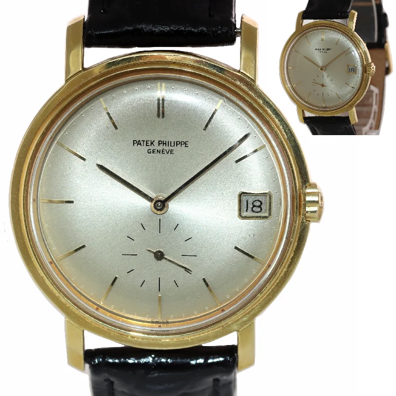 Women's Patek Philippe Business Meeting Watches-Patek Philippe Calatrava 18k Yellow Gold Silver Date 35mm Automatic 3445 Watch