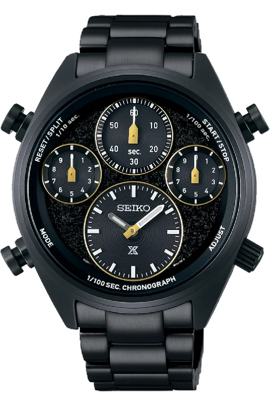 Men's Wedding Style Dress Watches for Groomsmen-Seiko Prospex Speedtimer 1/100 Second Solar Chronograph Limited Edition SFJ007