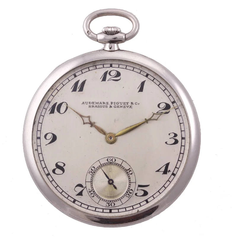 Women's Audemars Piguet Valentine's Day Design Watches-VTG Audemars Piguet Thin Open Face 42mm Solid Platinum 19 Jewel Pocket Watch