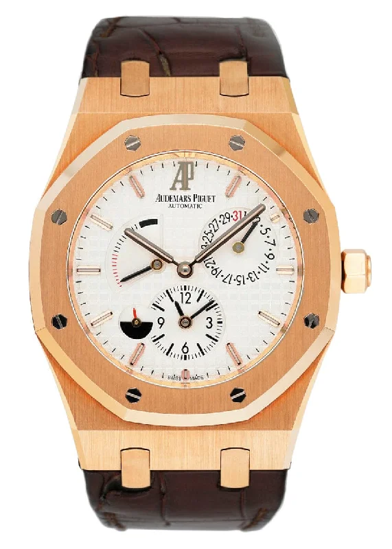 Men's Audemars Piguet Mechanical Movement Watches-Audemars Piguet Royal Oak 26120OR Dual Time Mens Watch Box Papers