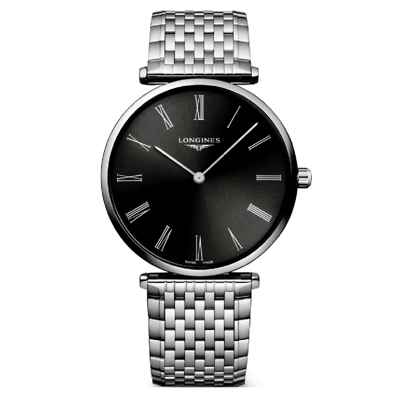 Women's Pilot Watches with Advanced Materials-Longines La Grande Classique De Longines Sunray Black Dial Unisex 38mm