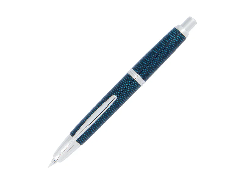 Pilot Watches for Men with French Made Elegance-Pilot Capless Vanishing Blue Carbonesque Point Fountain Pen, Chrome