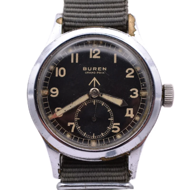Men's Military Watches for Vintage Enthusiasts-Buren Grand Prix - WWW Dirty Dozen - WW2 Military Watch - C.1945