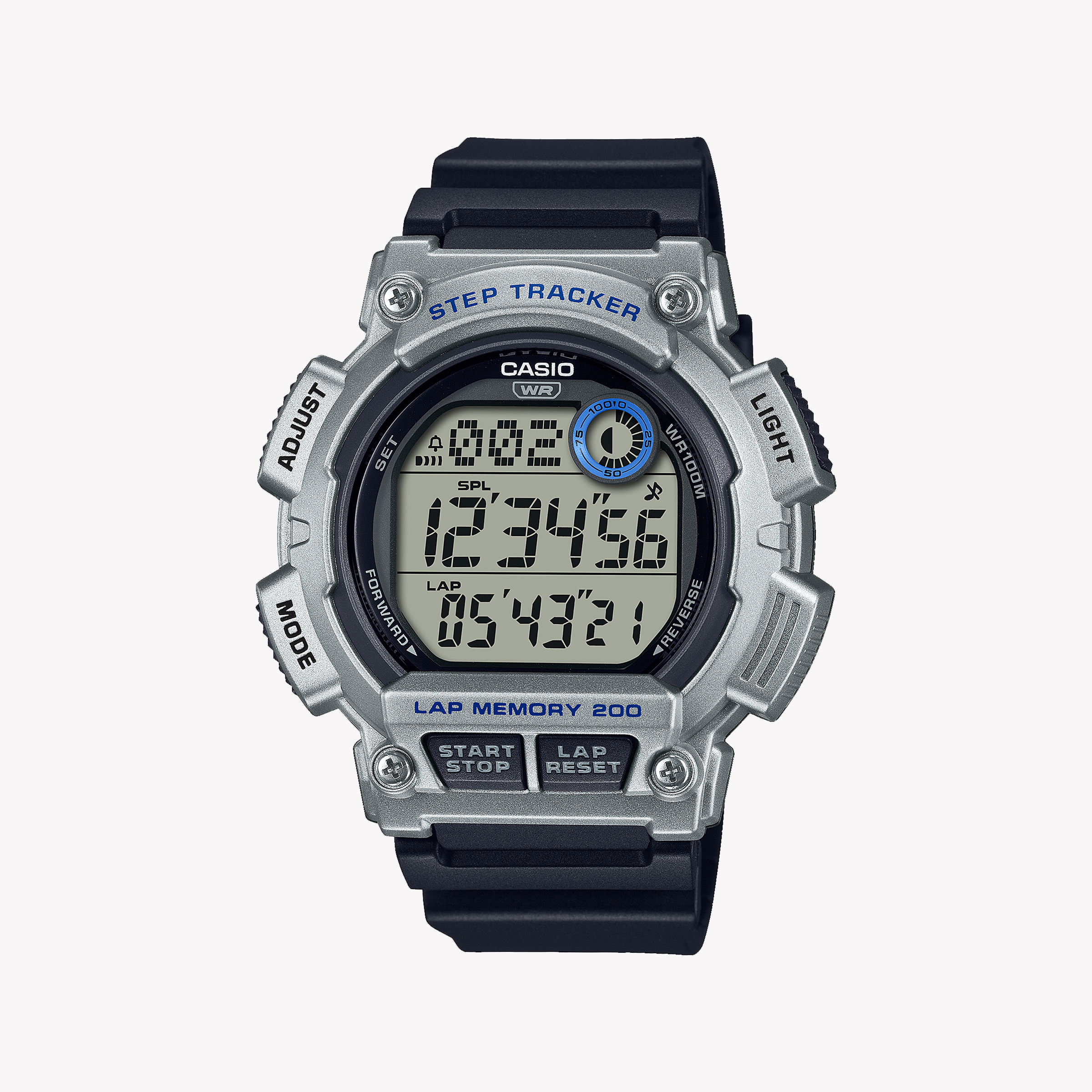Men's Digital Watches with Heart Rate Monitoring-CASIO Men's Black Resin Watch, Silver Case | WS-2100H-1A2VDF