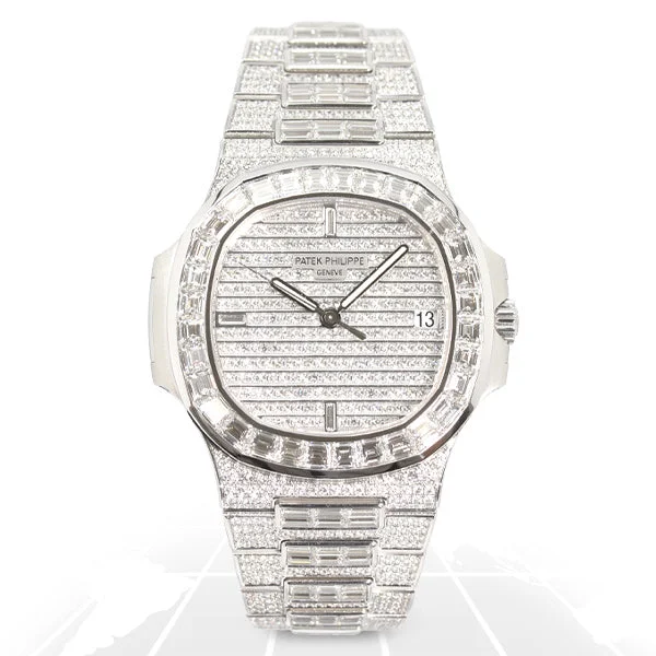 Men's Patek Philippe Watches for Orienteering-Patek Philippe Nautilus Full Factory Diamond 5719/10G-010