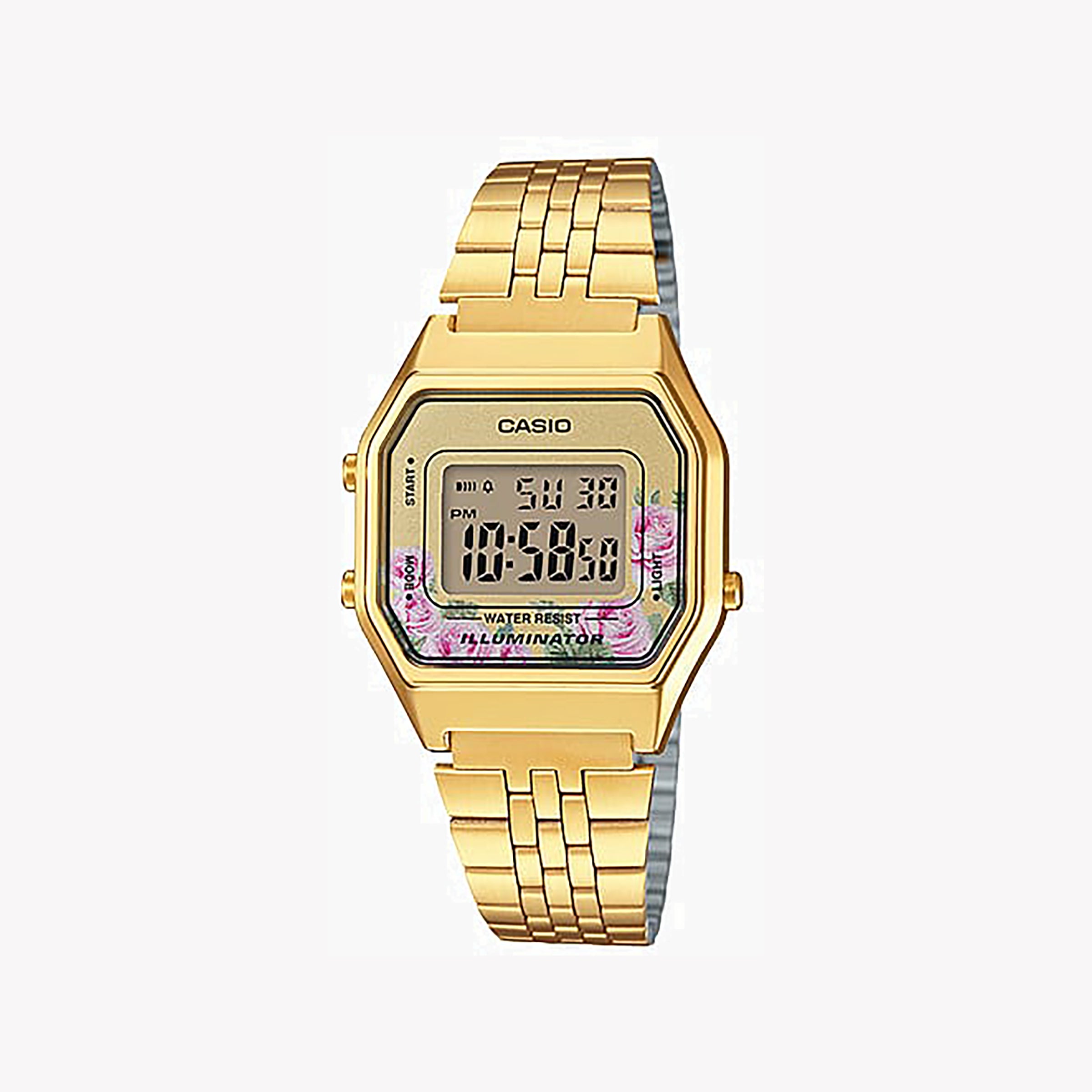 Men's Digital Watches with Advanced Materials-Casio Unisex Gold Resin Watch, Stainless Steel Band | LA680WGA-4CDF