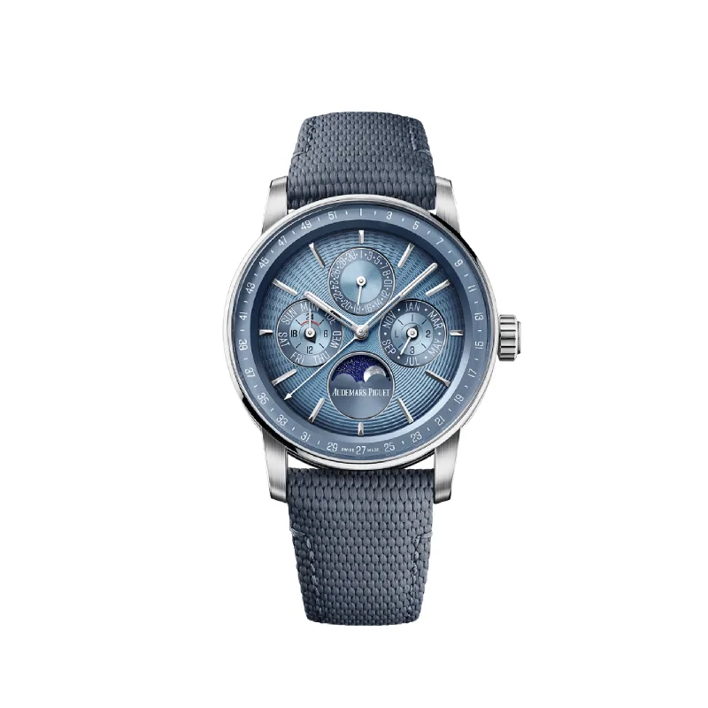 Men's Audemars Piguet Minimalist Design Watches-Audemars Piguet Code 11.59 Perpetual Calendar 26494BC.OO.D350KB.01 White Gold Blue Dial (2025)