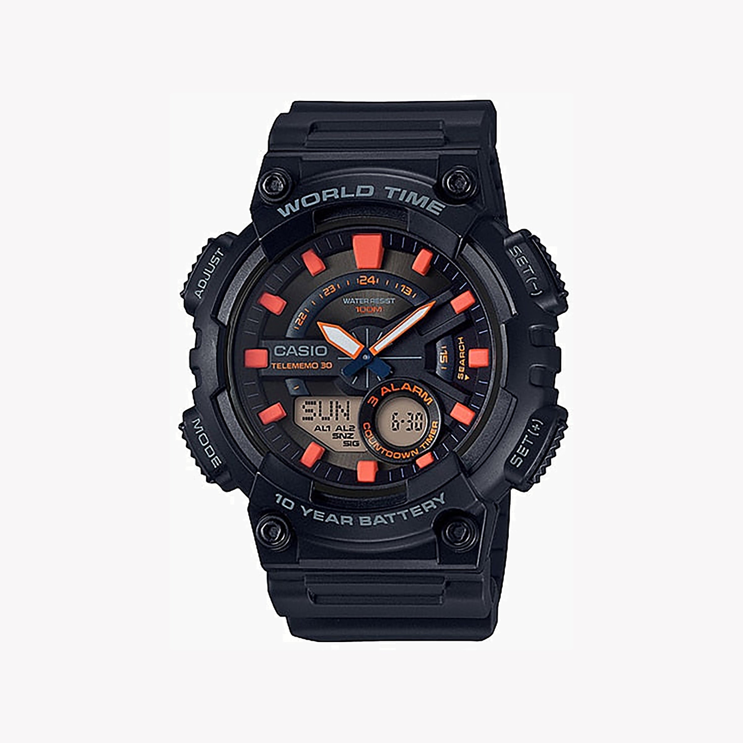 Men's Digital Watches with Minimalist Style-CASIO AEQ-110W-1A2VDF ADVENTURE READY - SPORTY MEN'S WATCH WITH BLACK RESIN BAND AND DIGITAL DISPLAY