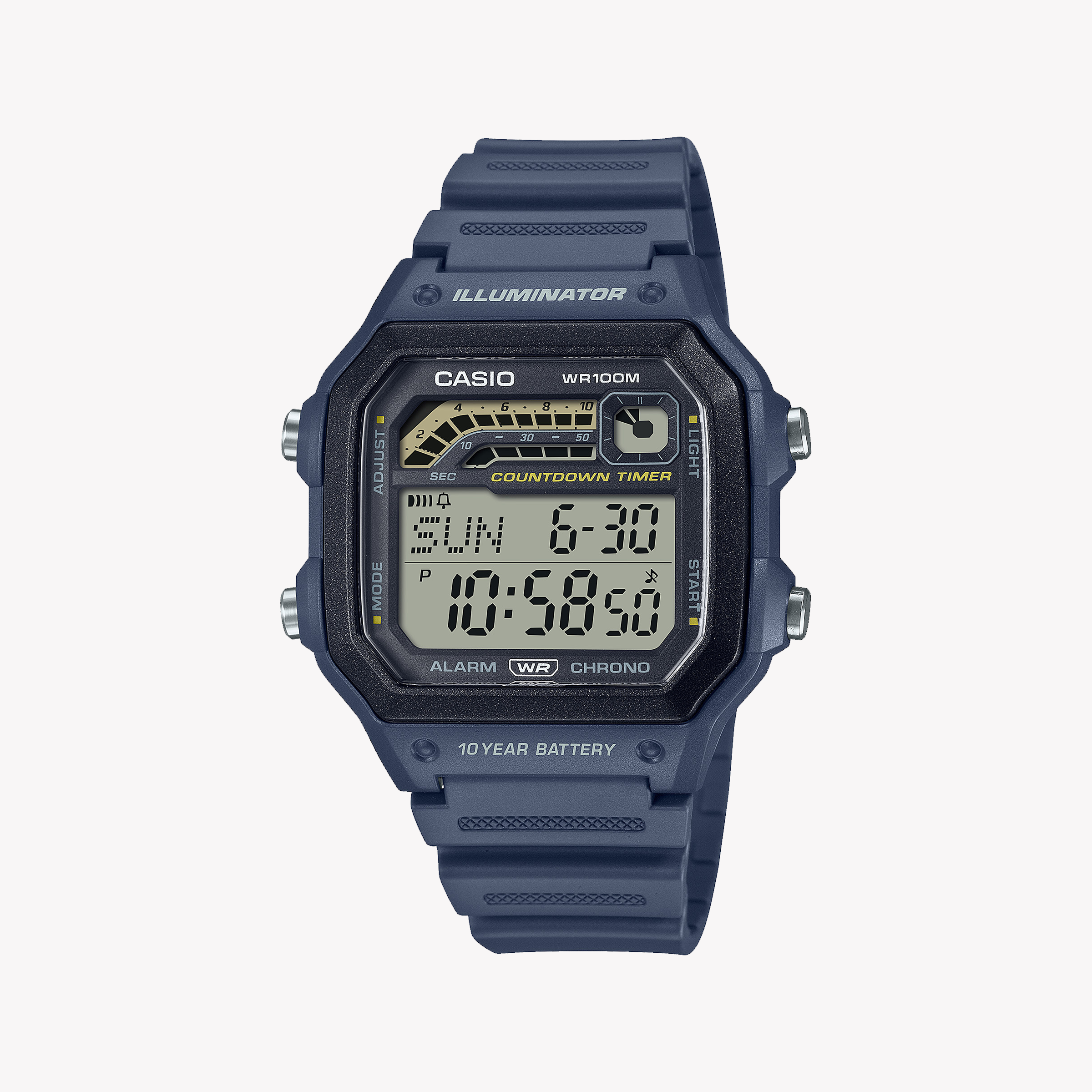 Men's Digital Watches with Anniversary Edition-Casio Men's Blue Resin Watch, Digital Dial | WS-1600H-2AVDF