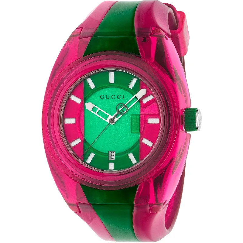 Women's Chronograph Watches for Radio Communication-Gucci Women's YA137115 Sync Two-Tone Rubber Watch