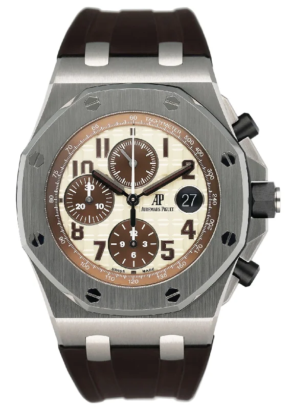Men's Audemars Piguet Swiss Made Watches-Audemars Piguet Royal Oak Offshore 26470ST Safari Mens Watch Box Papers