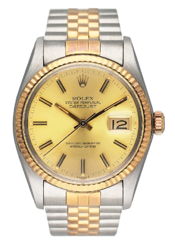 Top waterproof Rolex men's watches for diving enthusiasts -Rolex Datejust 16013 Champagne Dial Mens Watch Box Papers