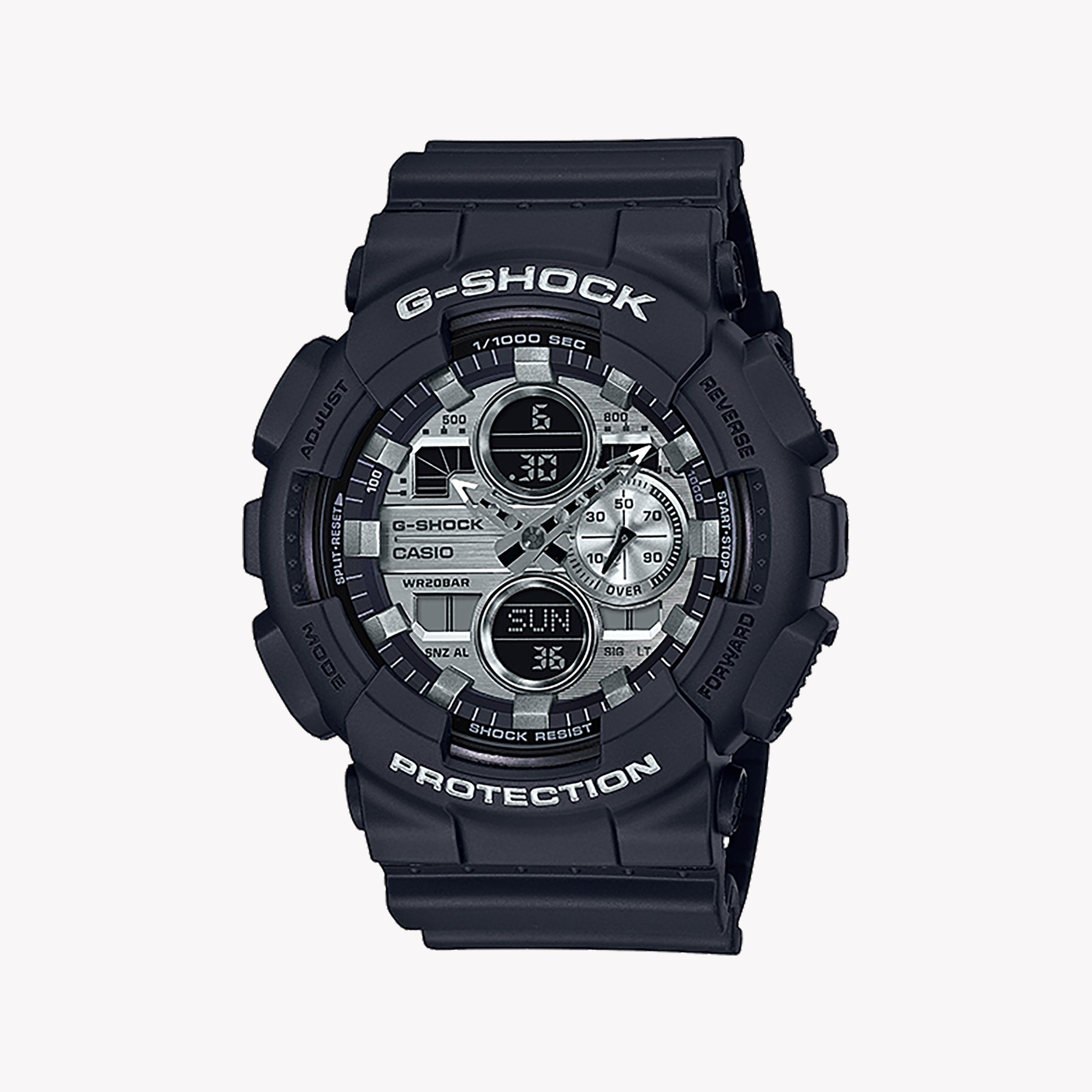 Men's Digital Watches with Heart Rate Monitoring-CASIO G-SHOCK GA-140GM-1A1DR - BOLD ADVENTURER MEN'S WATCH IN MATTE BLACK RESIN