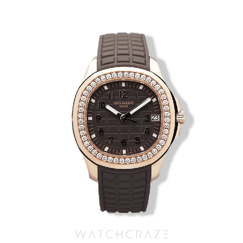 Men's Patek Philippe Watches with Special Editions-2024 PATEK PHILIPPE AQUANAUT LUCE ROSE GOLD DIAMOND BEZEL 38MM 5268/200R-01